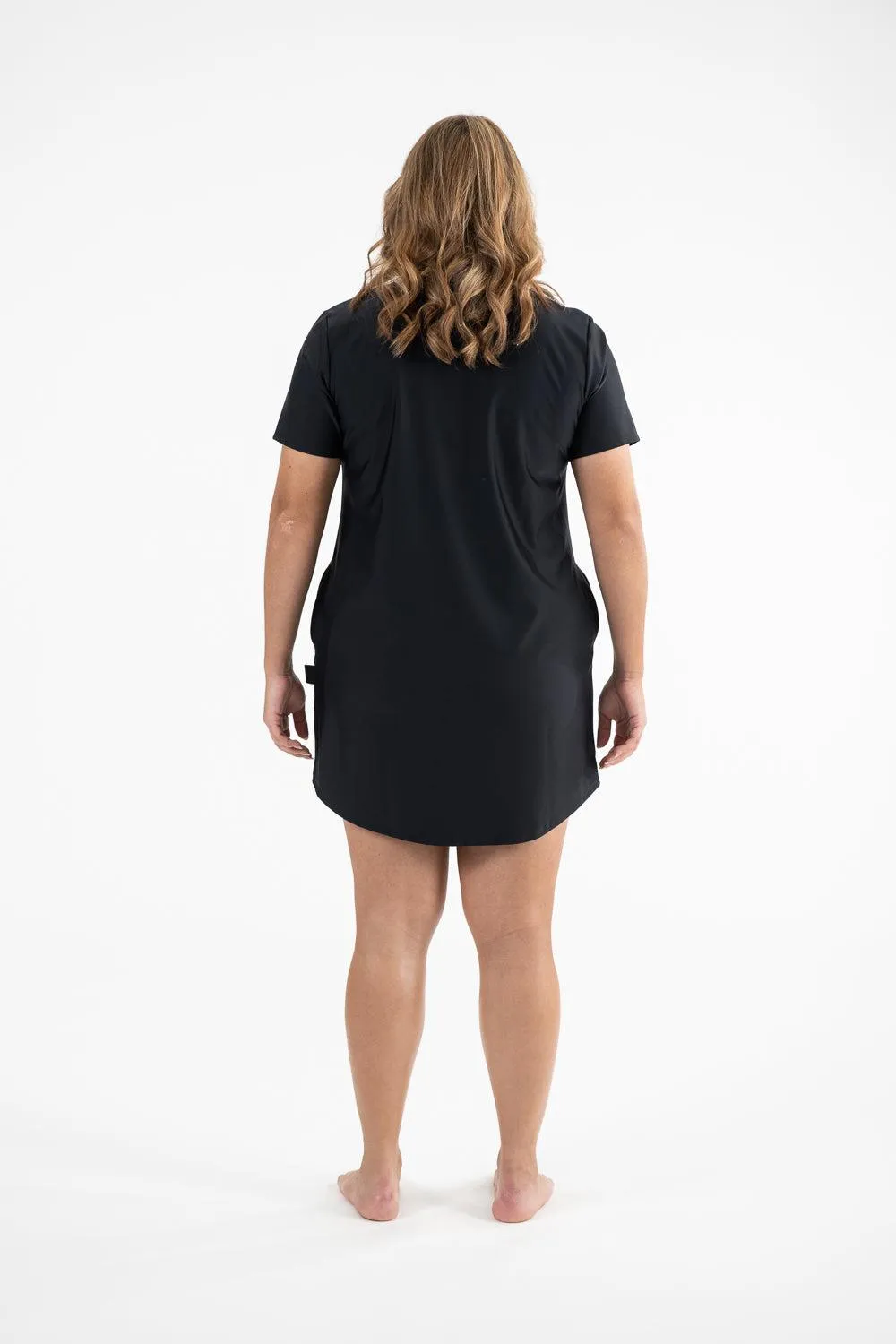 A-Line Rashie Dress Short Sleeves black with popsicle orange