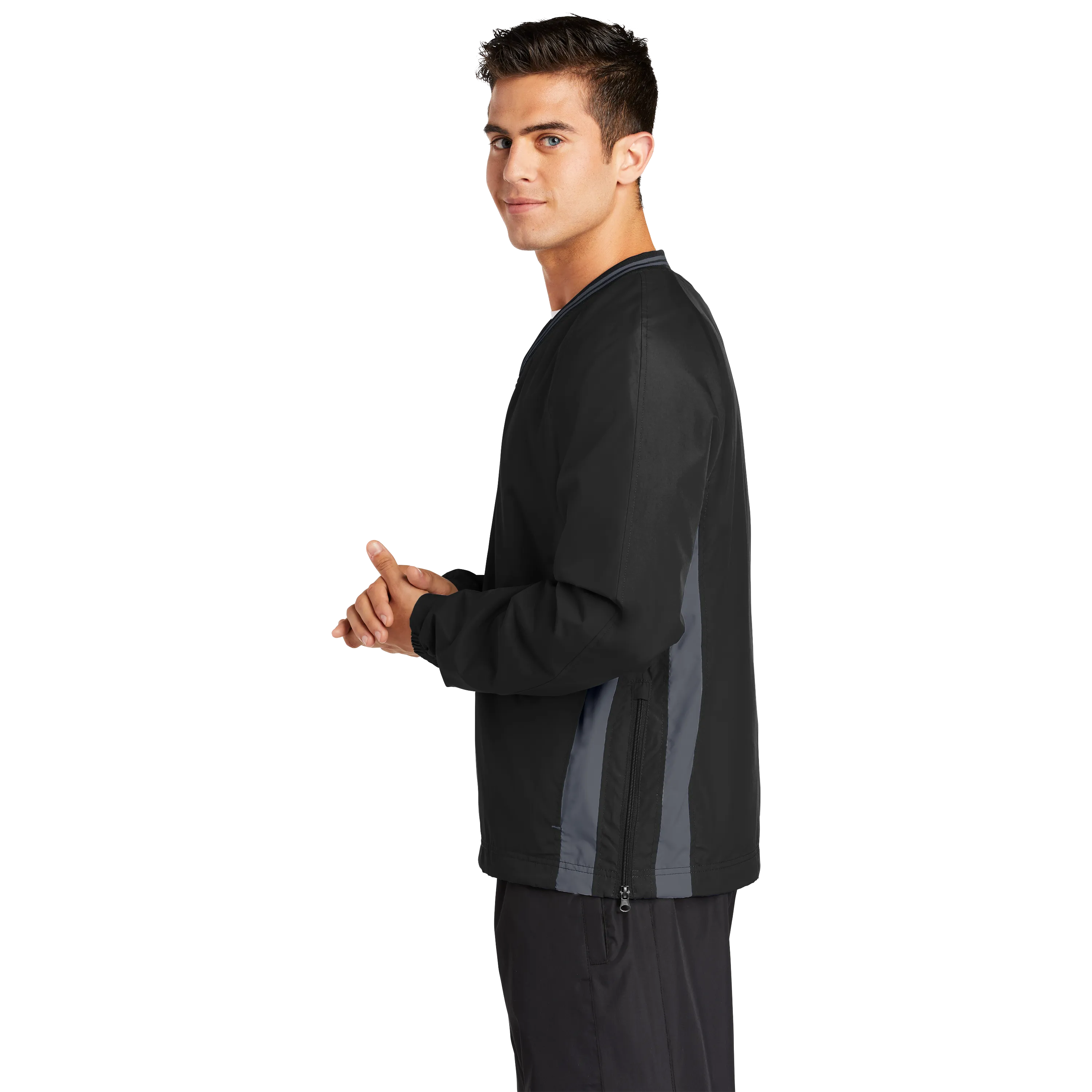 A1205M Mens Tipped V-Neck Raglan Wind Shirt