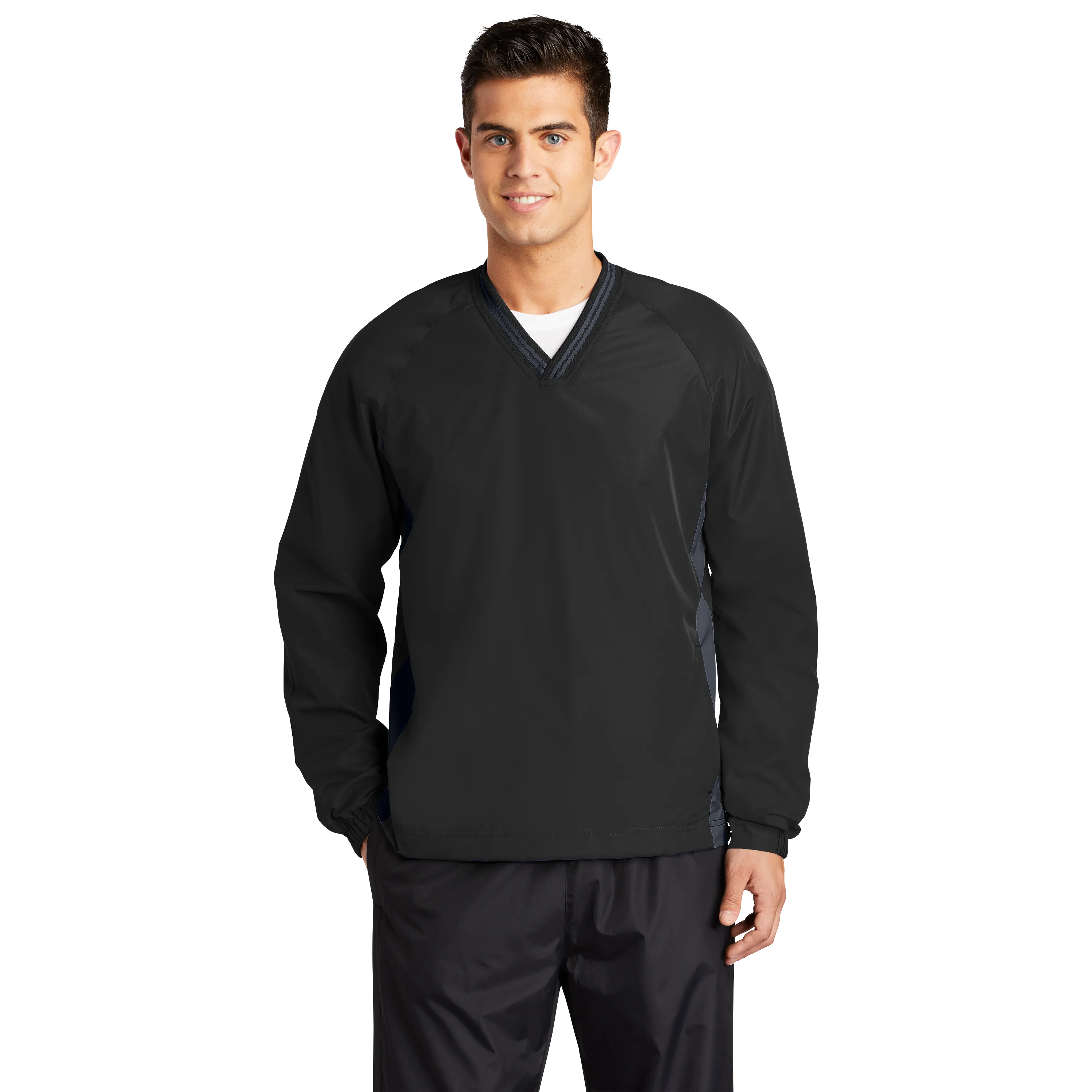 A1205M Mens Tipped V-Neck Raglan Wind Shirt