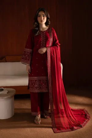 Abeera 3Pc - Embroidered Khaddar Dress