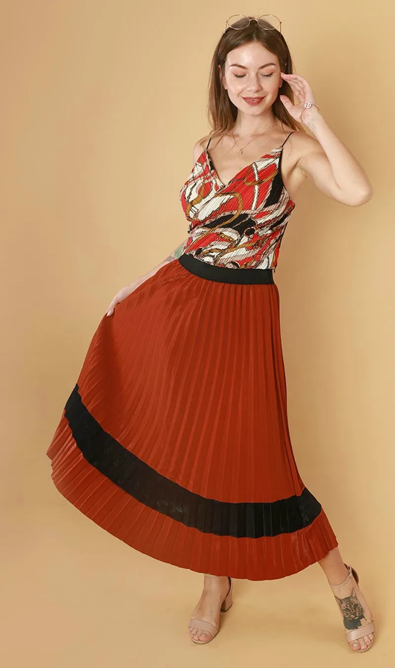 AMANDINE Scarf-Print Cami (Red)