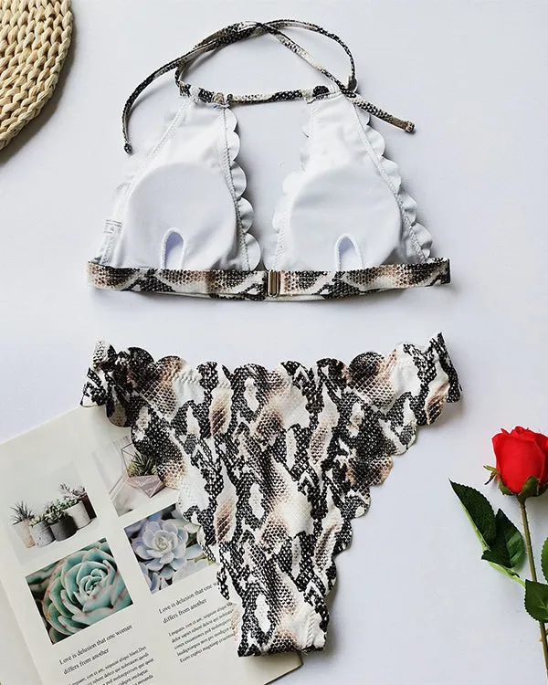 Animal Print Halter Bikinis Sets