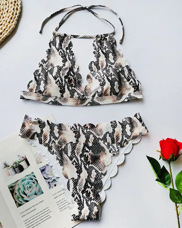 Animal Print Halter Bikinis Sets