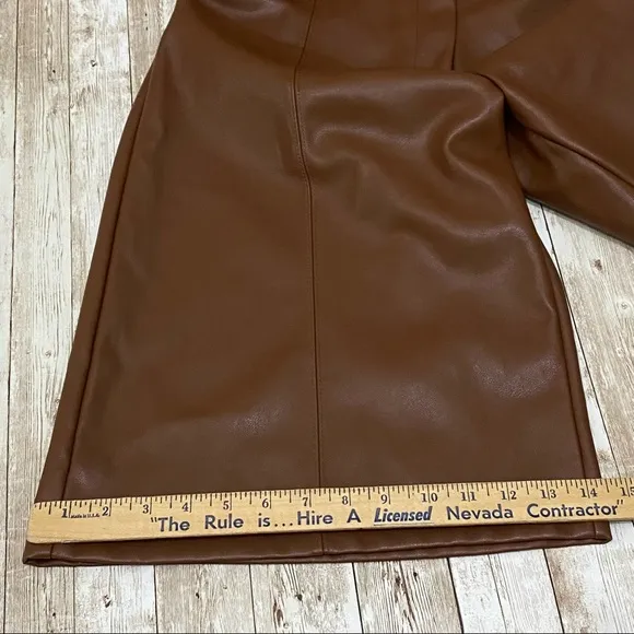 ANTHROPOLOGIE Avec Les Filles Davina Brown Faux Leather Culottes Wide Leg Size S