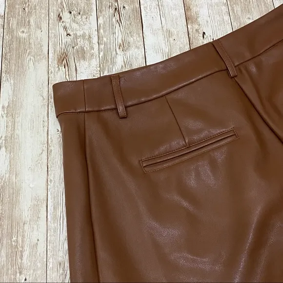ANTHROPOLOGIE Avec Les Filles Davina Brown Faux Leather Culottes Wide Leg Size S