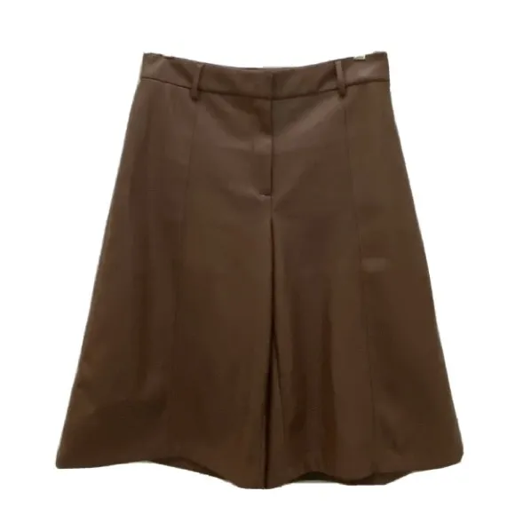 ANTHROPOLOGIE Avec Les Filles Davina Brown Faux Leather Culottes Wide Leg Size S