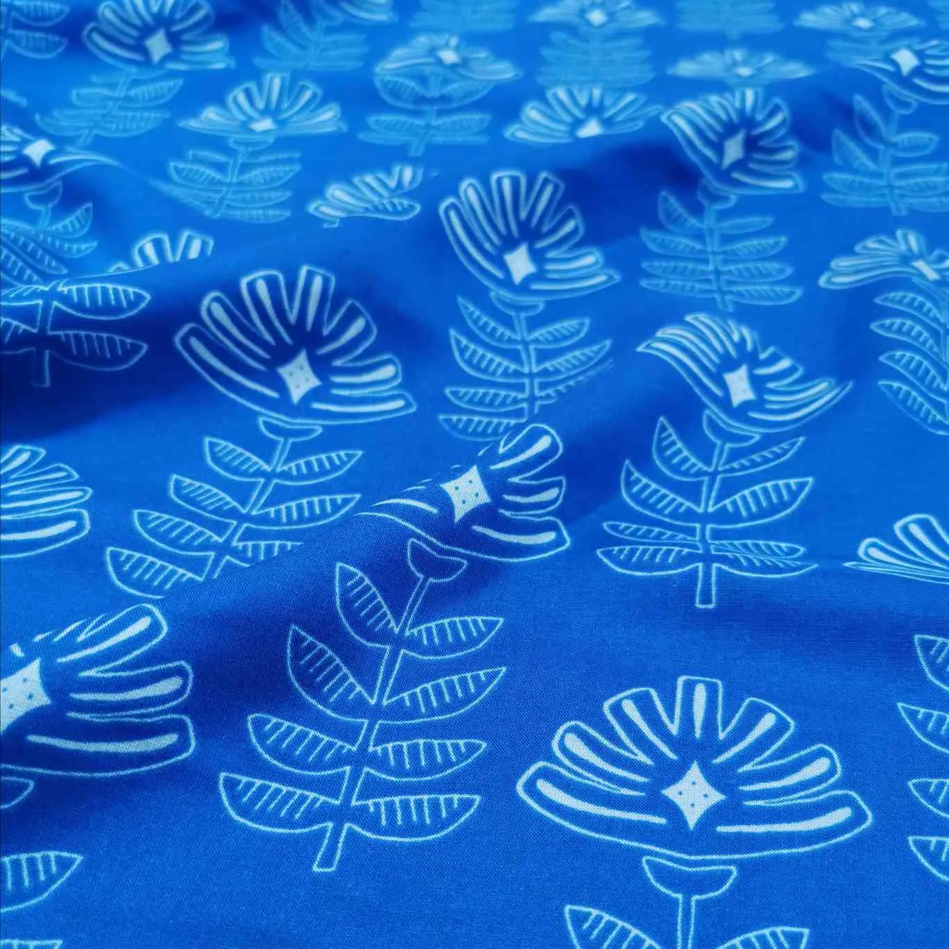 Art Gallery Rayon, Etched Blooms in Cobalt