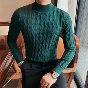 Autumn Winter Turtleneck Fashion Simple Slim Sweater Men Clothing High Collar Casual Pullovers Knit Shirt Plus size S-3XL