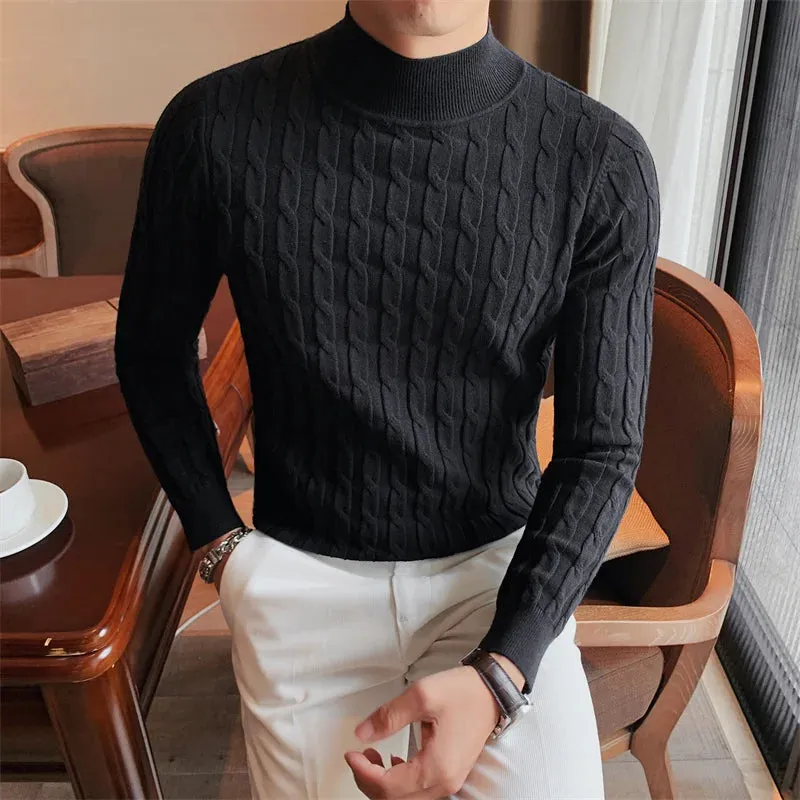 Autumn Winter Turtleneck Fashion Simple Slim Sweater Men Clothing High Collar Casual Pullovers Knit Shirt Plus size S-3XL