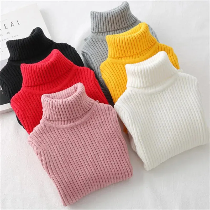 Baby Girls & Boys Winter Turtleneck Knitted Sweaters
