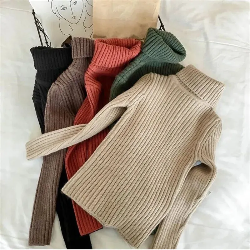 Baby Girls & Boys Winter Turtleneck Knitted Sweaters