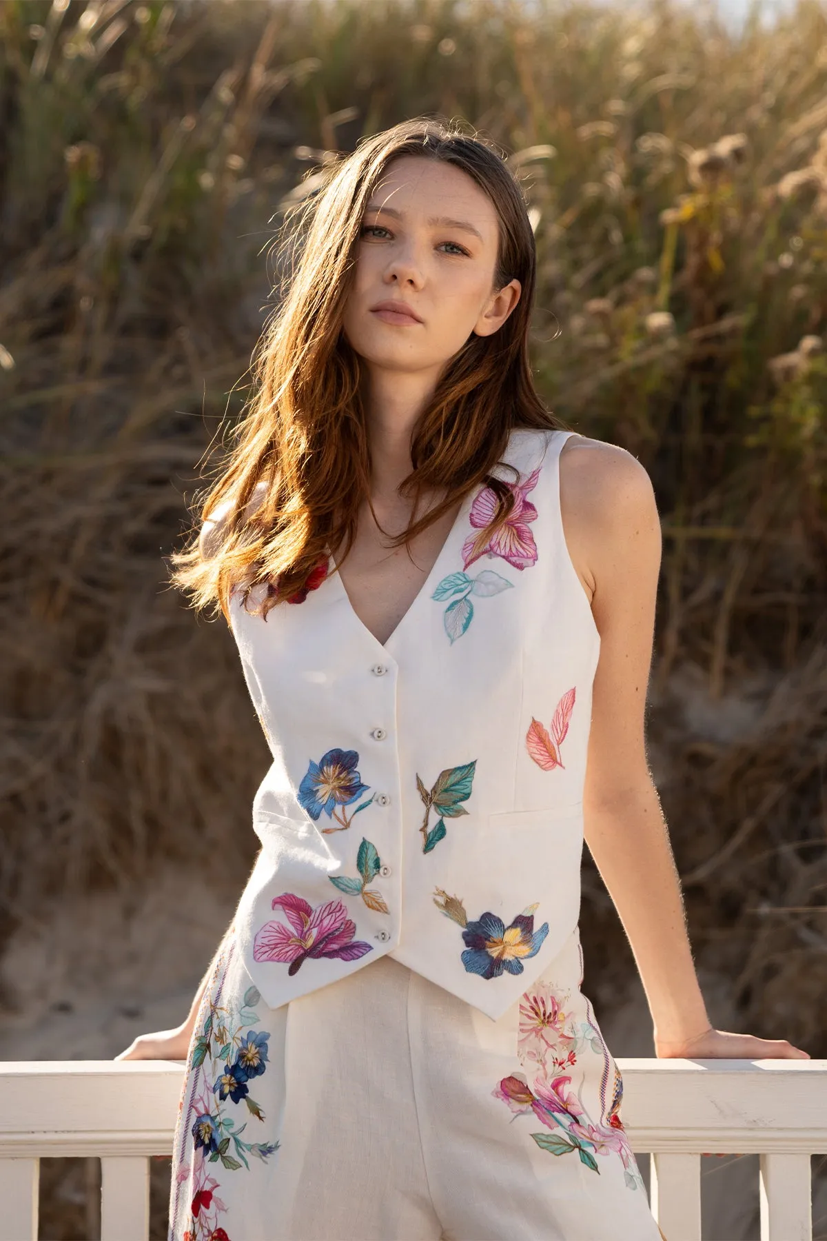 Belisse ivory waist coat and pants