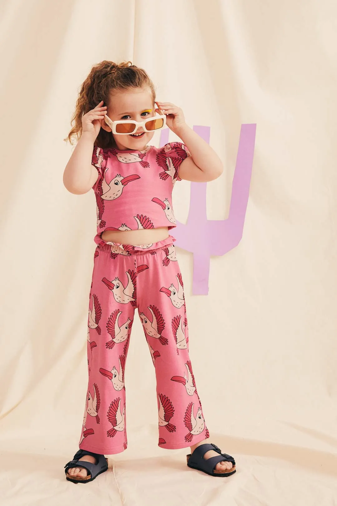 Birdie Pink Crop Top - LAST ONE 5-6 years