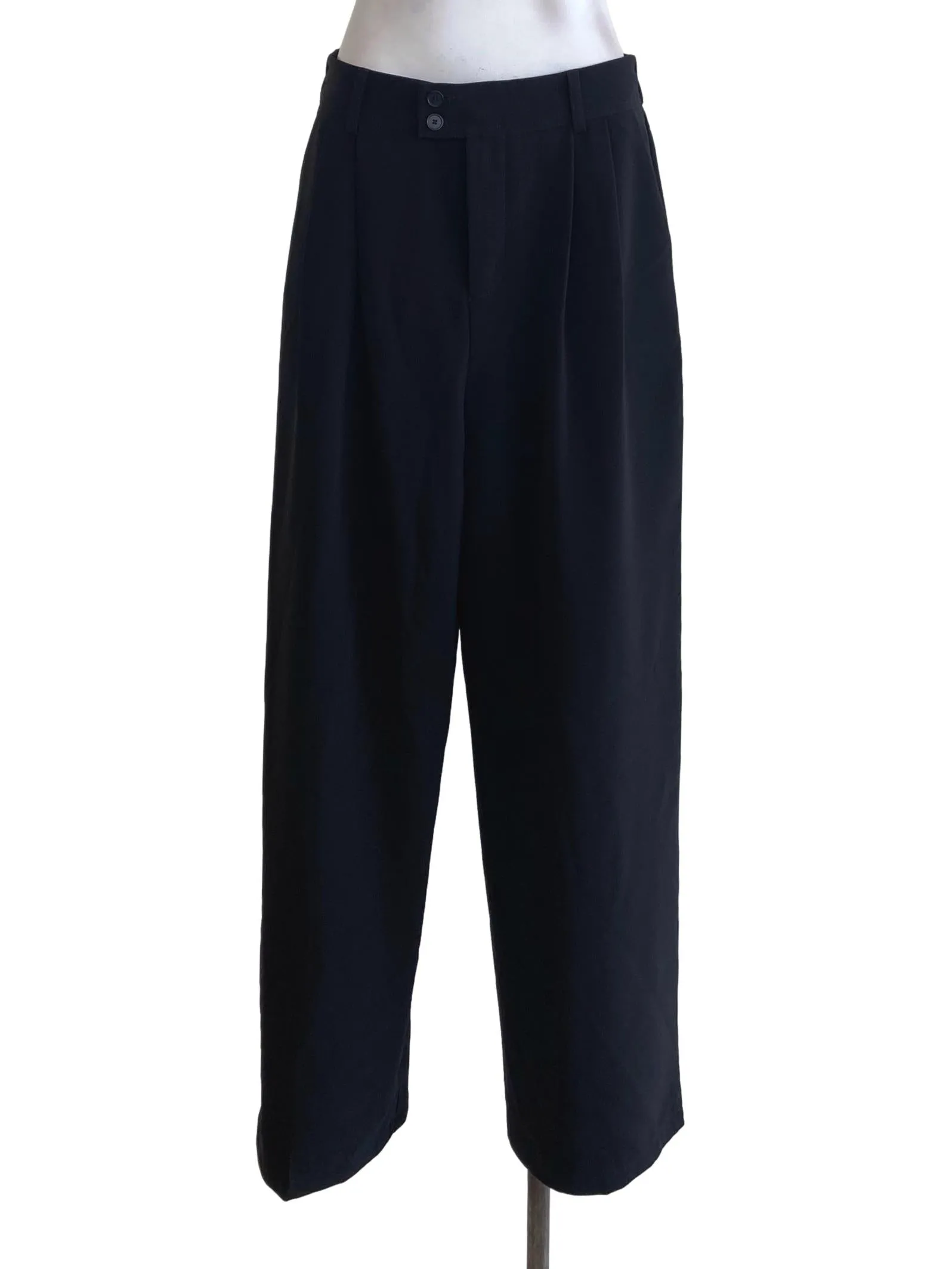 Black Double Button Wide Pants