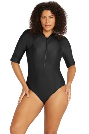 Black Hues Seurat Sun Safe One Piece Swimsuit