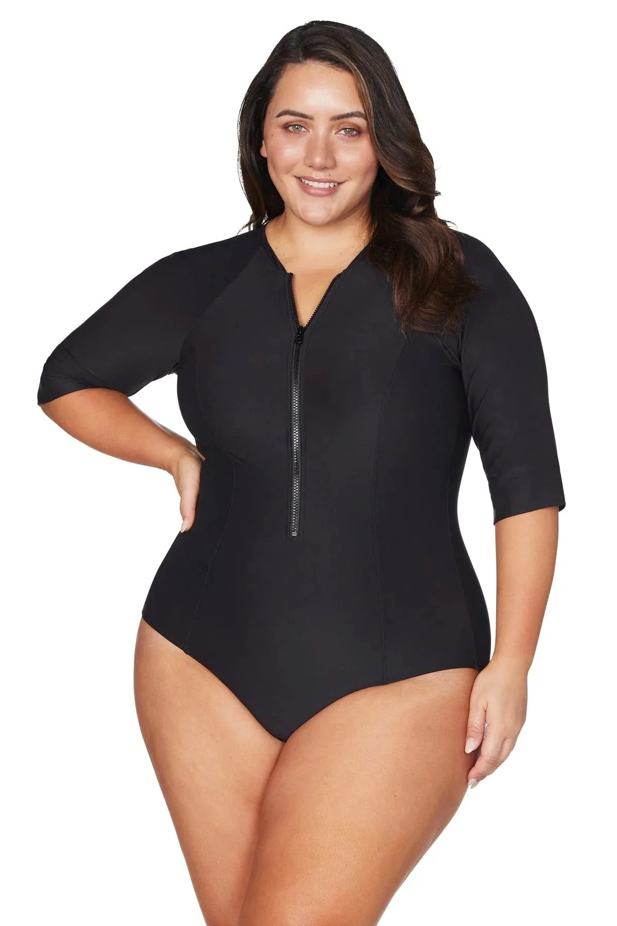 Black Hues Seurat Sun Safe One Piece Swimsuit