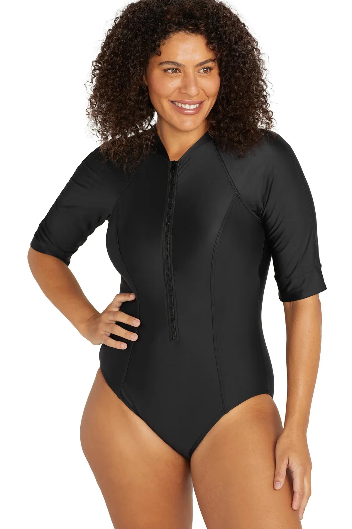 Black Hues Seurat Sun Safe One Piece Swimsuit