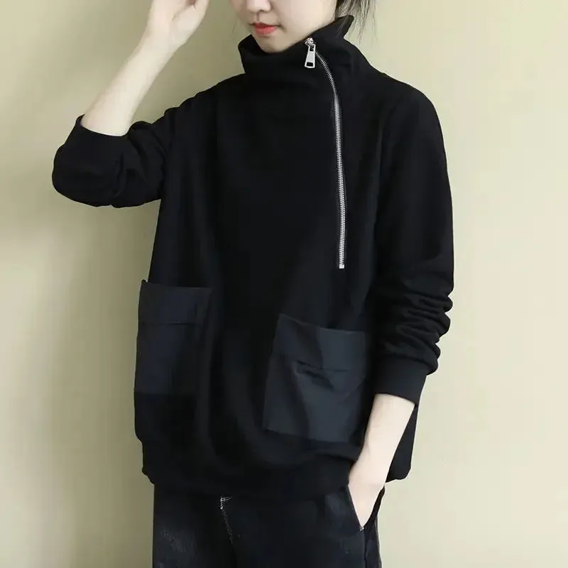 Black With Zipper Women's Sweatshirt