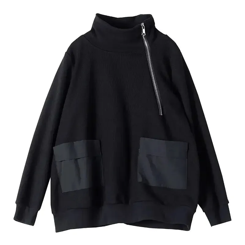 Black With Zipper Women's Sweatshirt