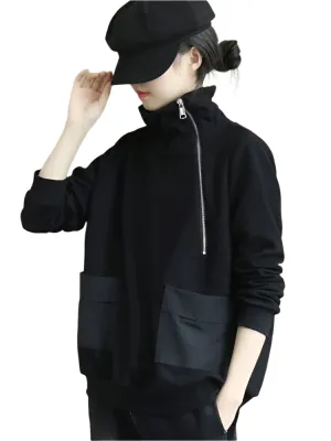 Black With Zipper Women's Sweatshirt