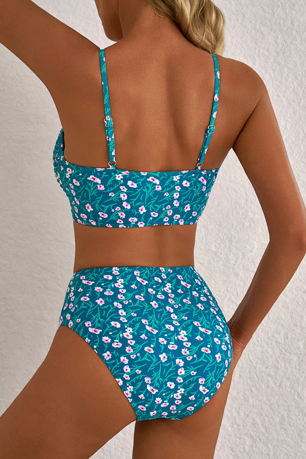 Blue Blossom Smocked Bikini Set