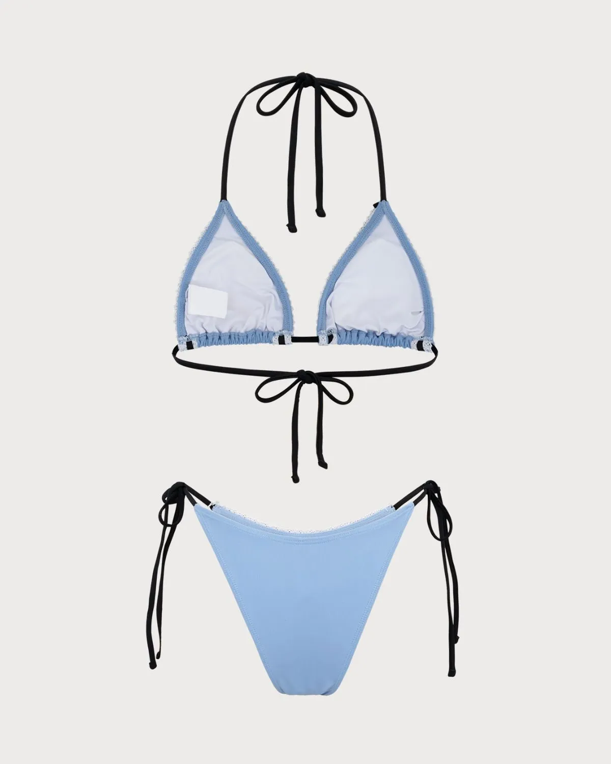 Blue Contrast Lace Bikini Set