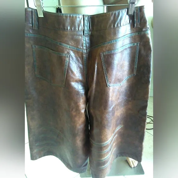 BNWT FAUX LEATHER SUPER HOT FASHION NOVA 2 PC. CULOTTE SET BROWN W/ BURN MARKS