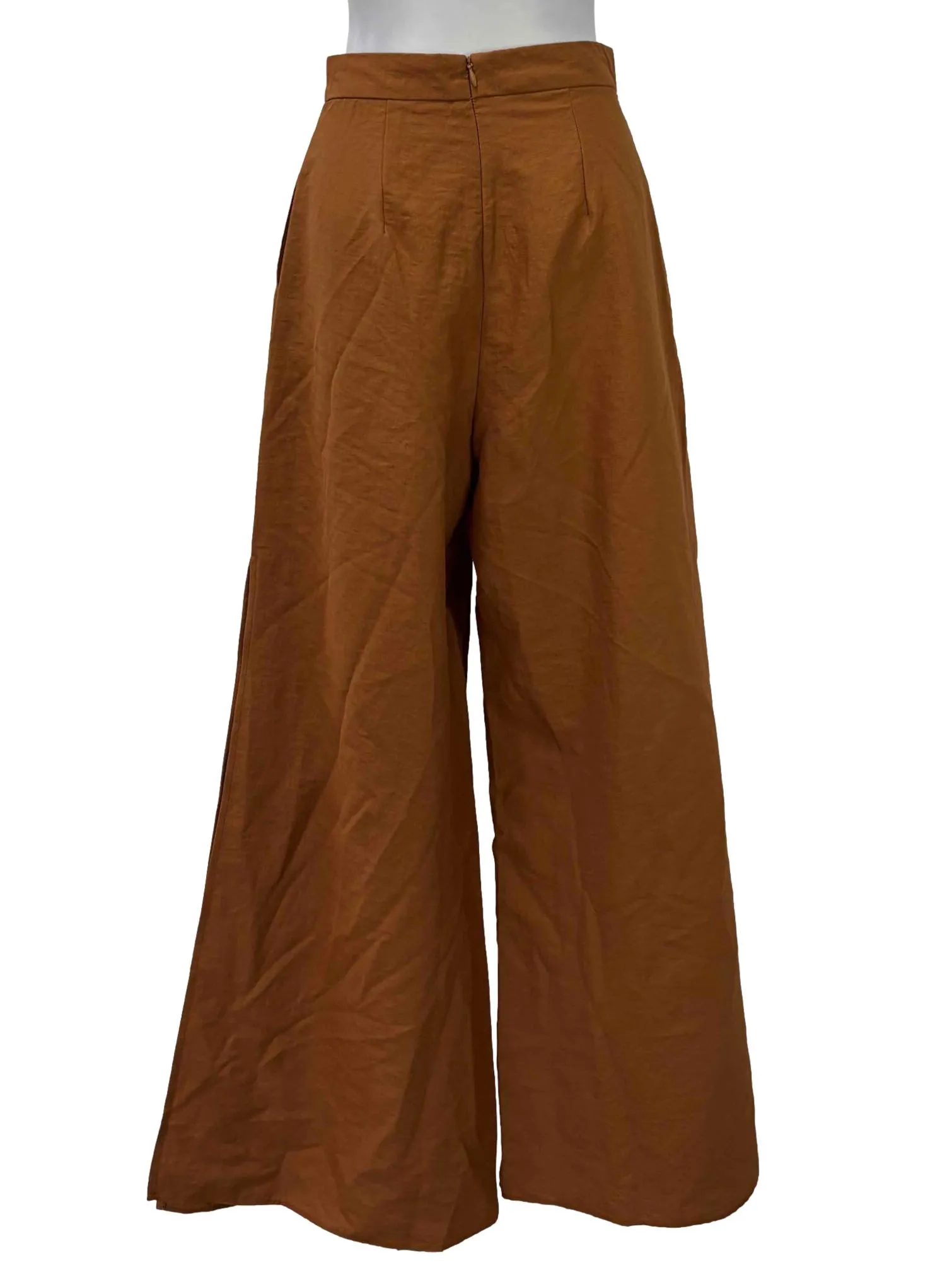 Brown Side Cut Wide Leg Pants