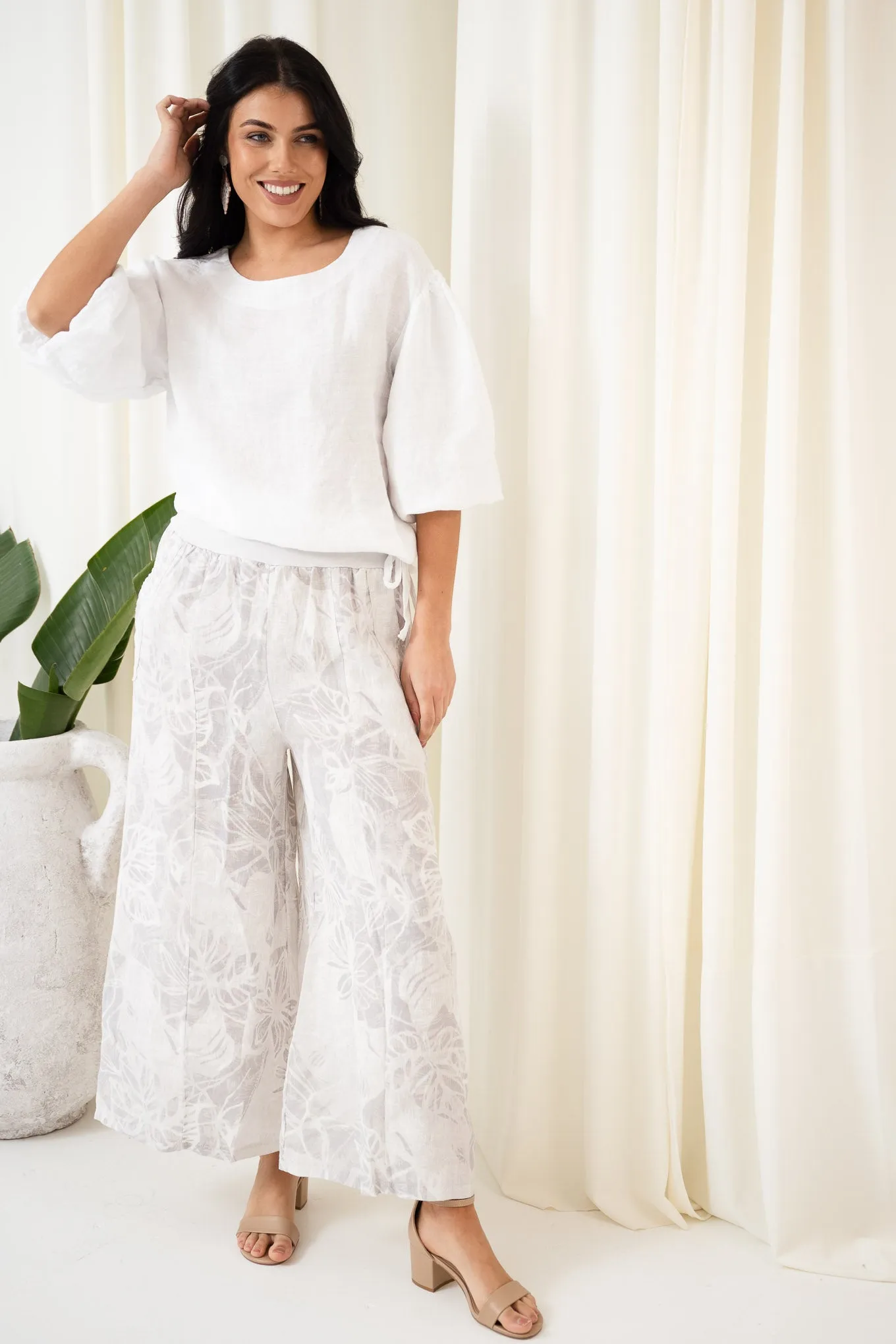 Burleigh Linen Culotte Pant | Silver