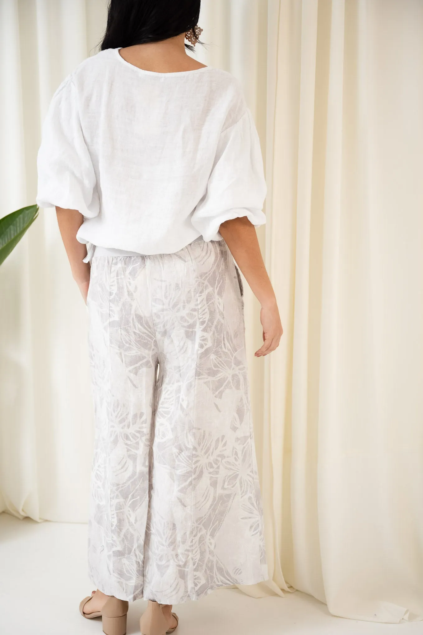 Burleigh Linen Culotte Pant | Silver
