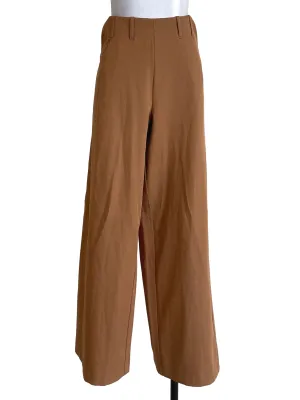 Caramel Plain High Waisted Wide Leg Pants