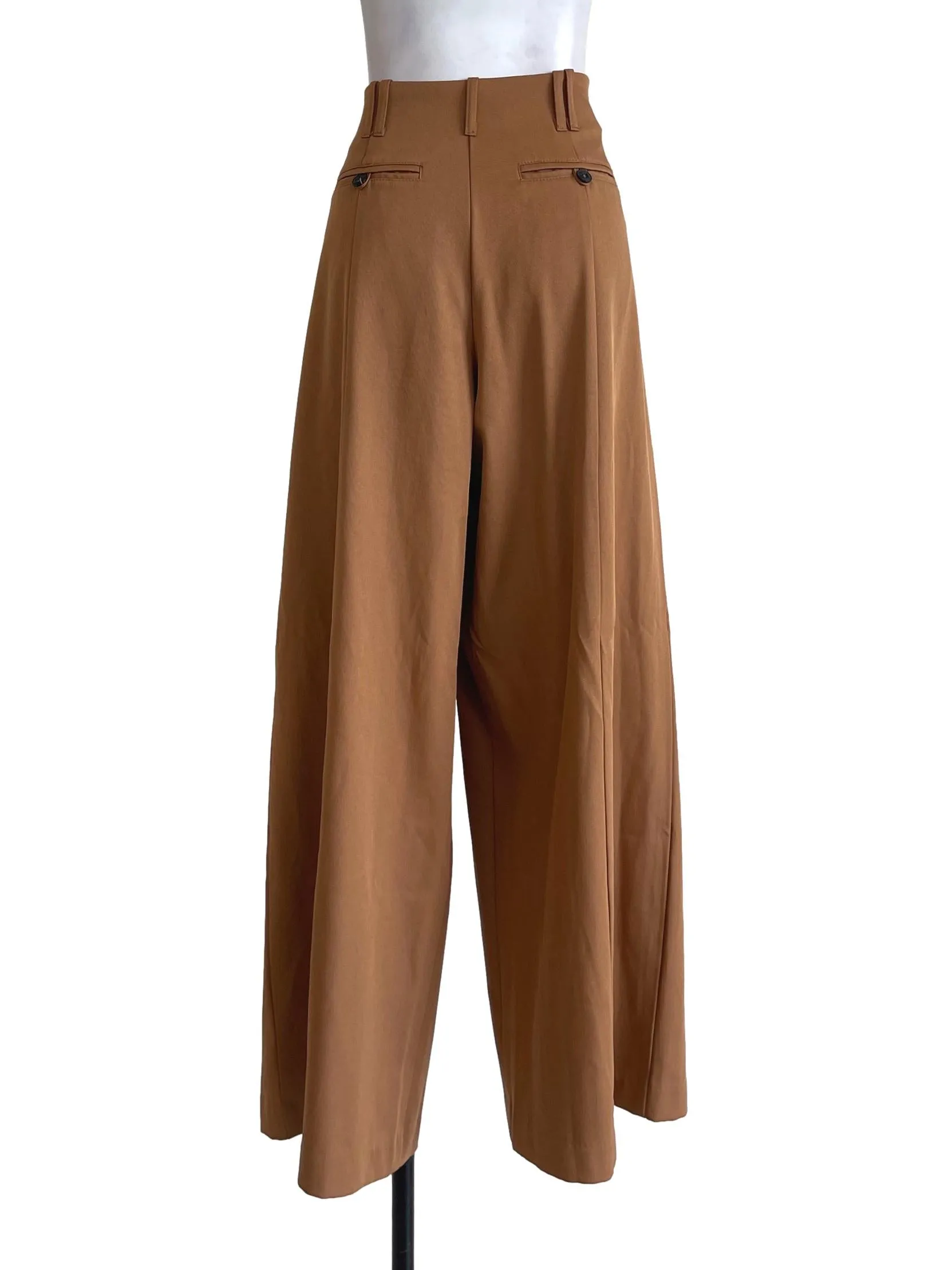 Caramel Plain High Waisted Wide Leg Pants