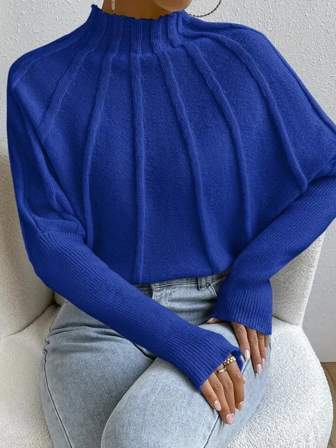 Casual V-neck Knit Elastic White Basic Jumpers