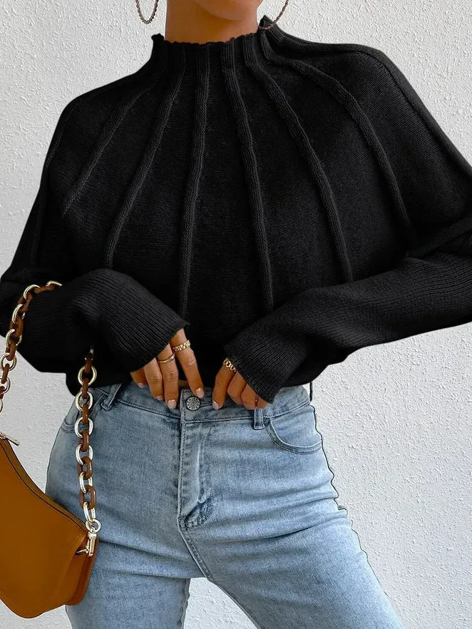 Casual V-neck Knit Elastic White Basic Jumpers