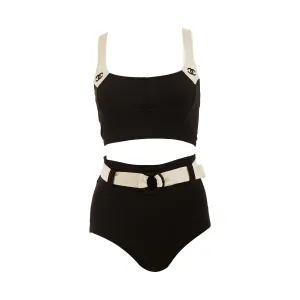 Chanel Black High Waisted Logo Bikini
