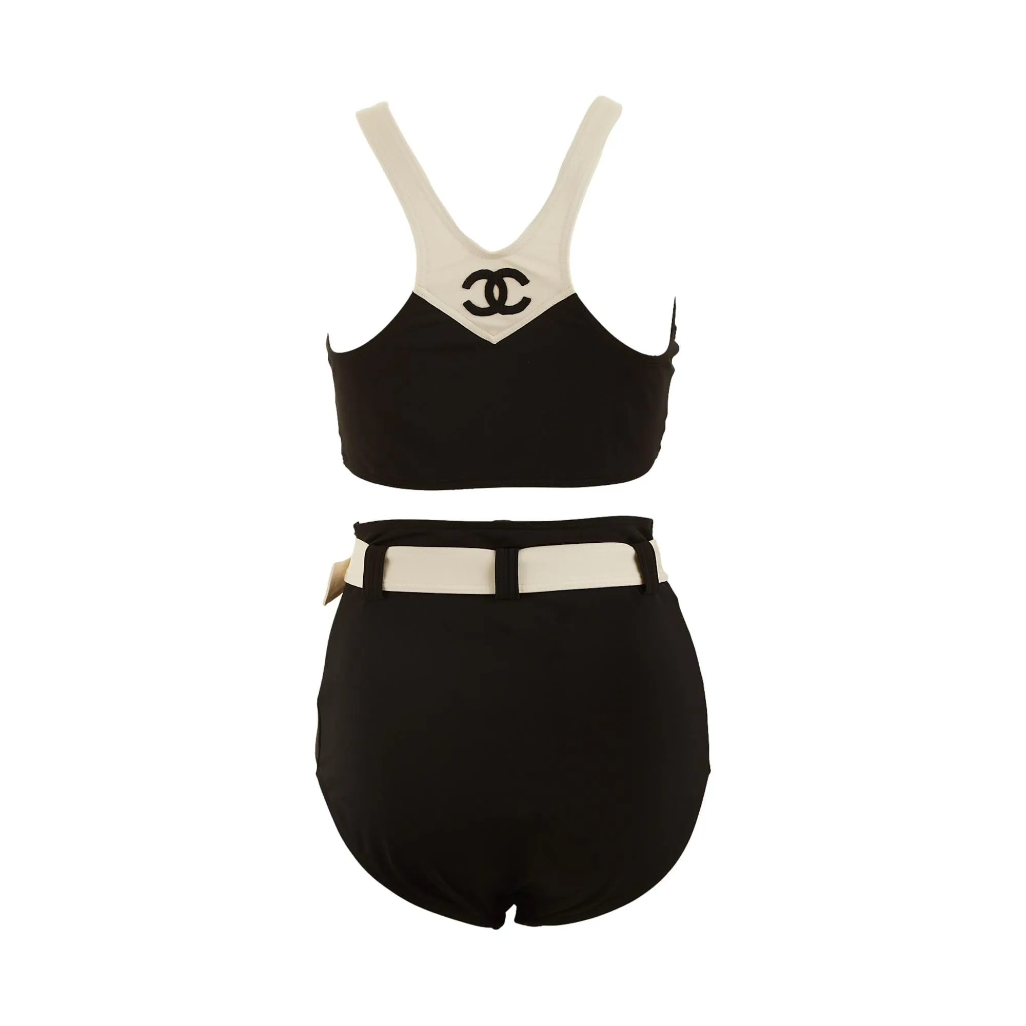 Chanel Black High Waisted Logo Bikini