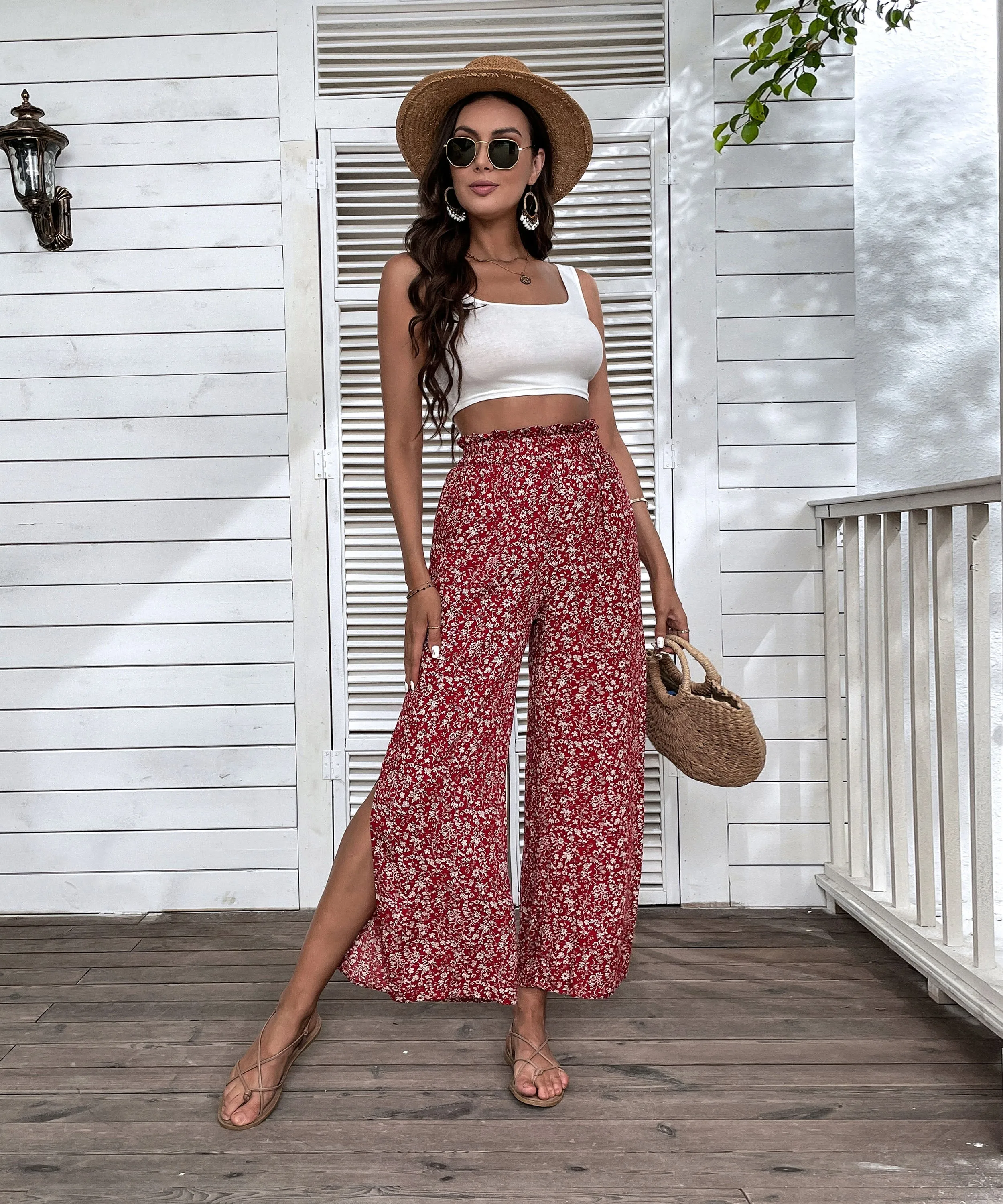 Chelo Culottes Pants - Red Print