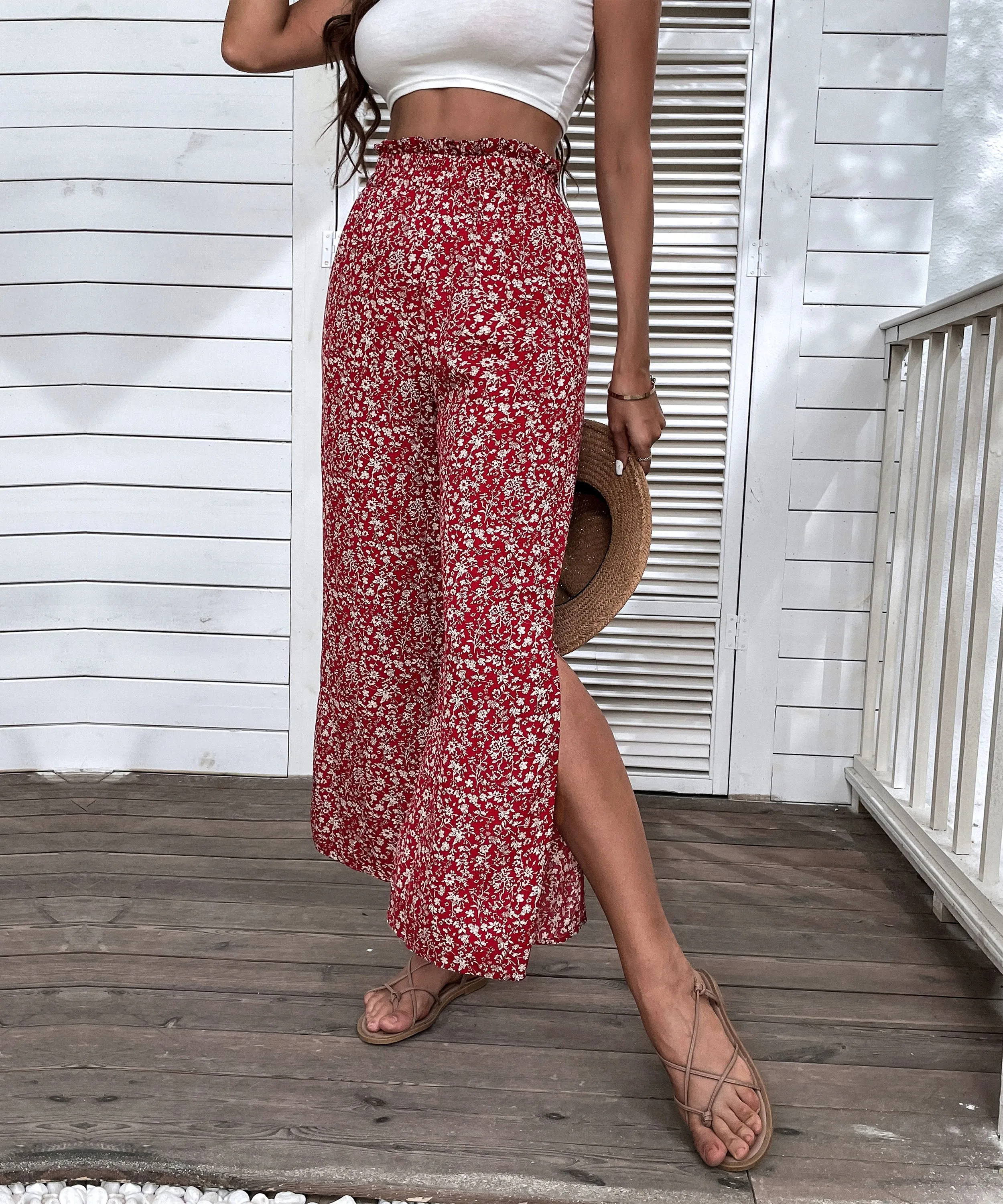 Chelo Culottes Pants - Red Print