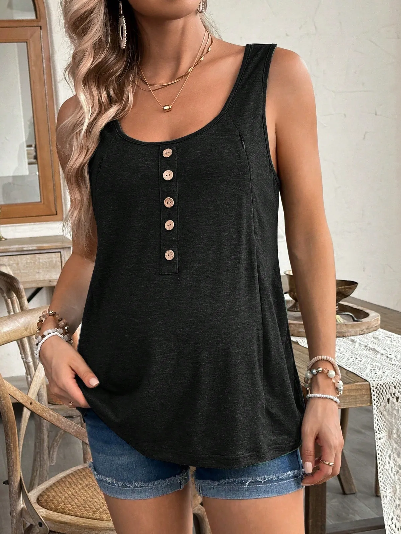 Cherry Vibes Blusa Sin Mangas para Maternidad en