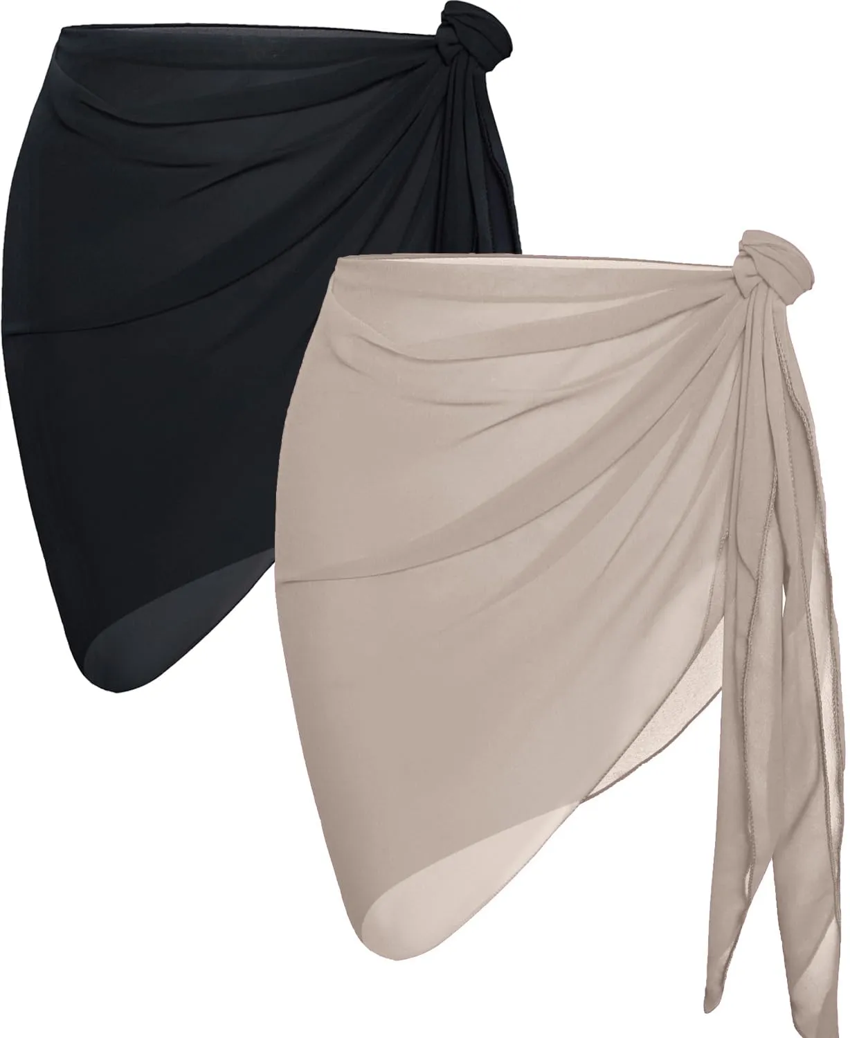 CHICGAL 2 Pieces Women Beach Sarong Bathing Suit Wrap Skirt Sheer Bikini Swimsuit Cover Ups for Swimwear