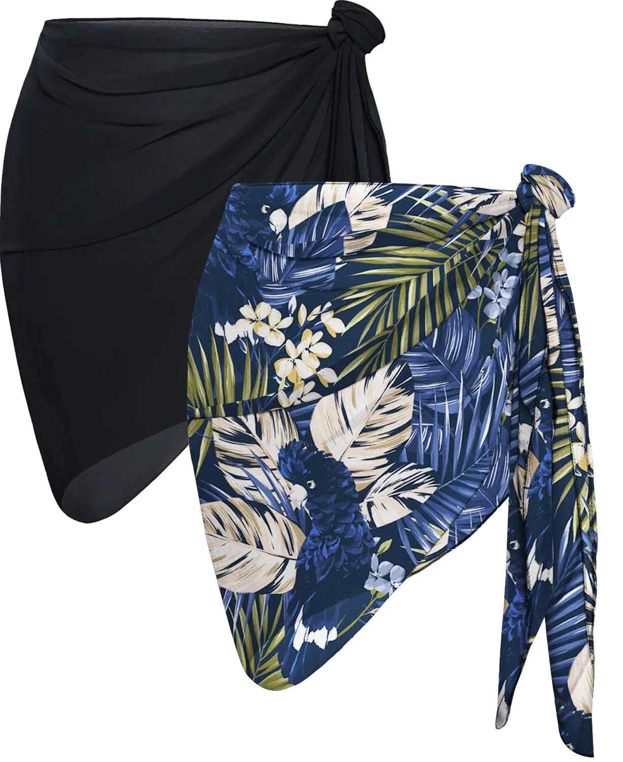 CHICGAL 2 Pieces Women Beach Sarong Bathing Suit Wrap Skirt Sheer Bikini Swimsuit Cover Ups for Swimwear