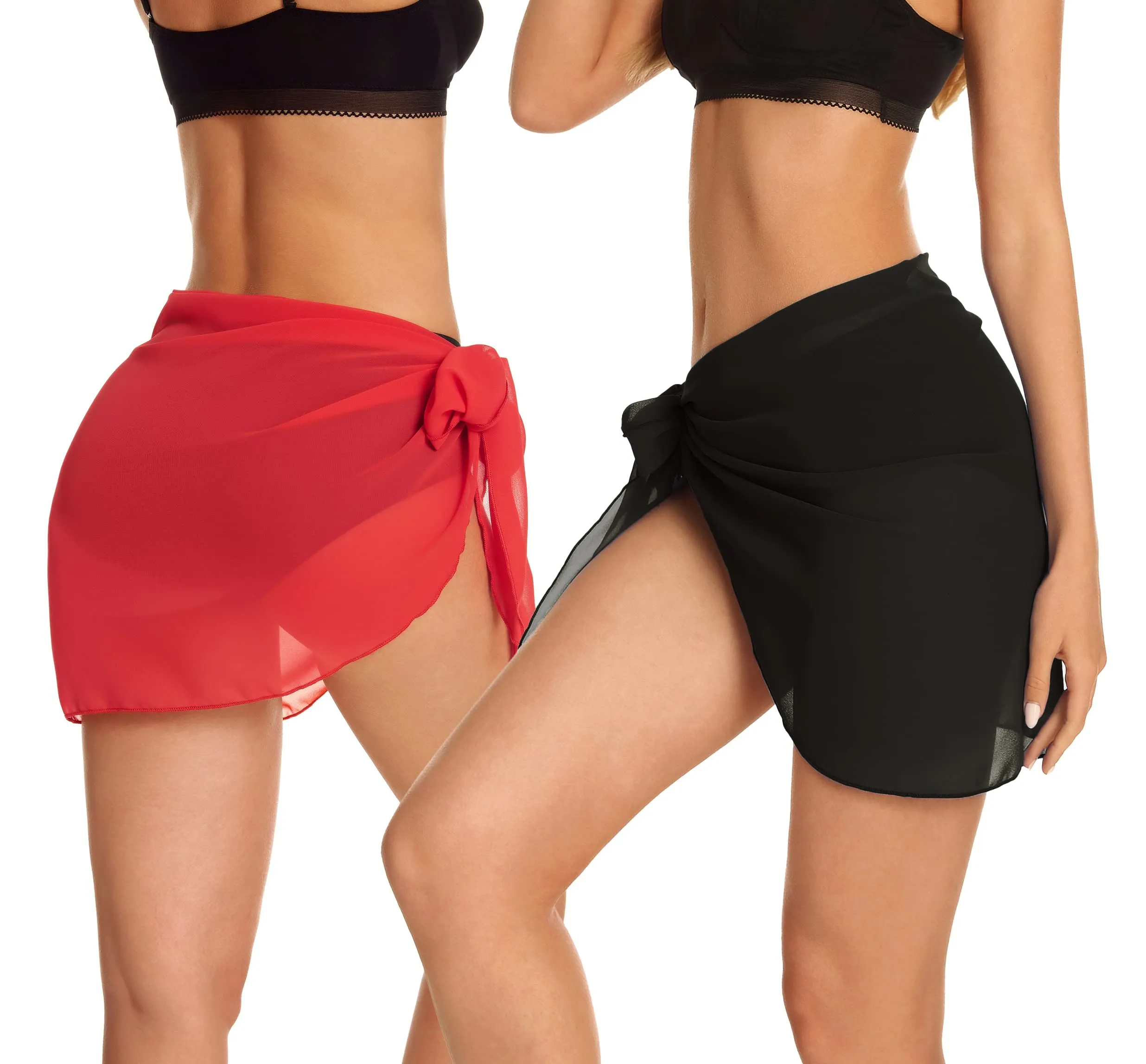 CHICGAL 2 Pieces Women Beach Sarong Bathing Suit Wrap Skirt Sheer Bikini Swimsuit Cover Ups for Swimwear