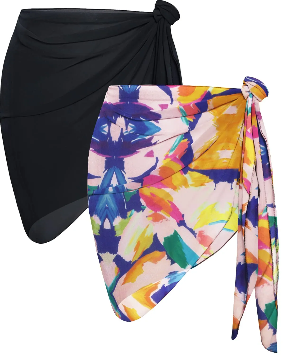 CHICGAL 2 Pieces Women Beach Sarong Bathing Suit Wrap Skirt Sheer Bikini Swimsuit Cover Ups for Swimwear