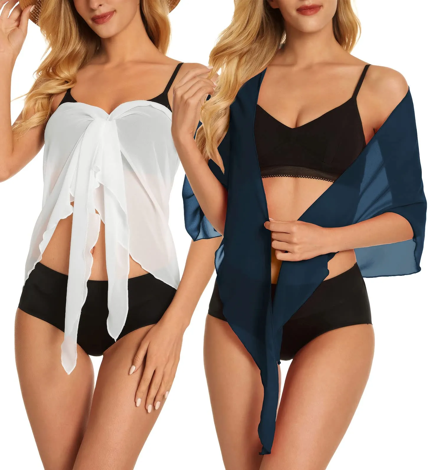 CHICGAL 2 Pieces Women Beach Sarong Bathing Suit Wrap Skirt Sheer Bikini Swimsuit Cover Ups for Swimwear