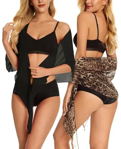 CHICGAL 2 Pieces Women Beach Sarong Bathing Suit Wrap Skirt Sheer Bikini Swimsuit Cover Ups for Swimwear
