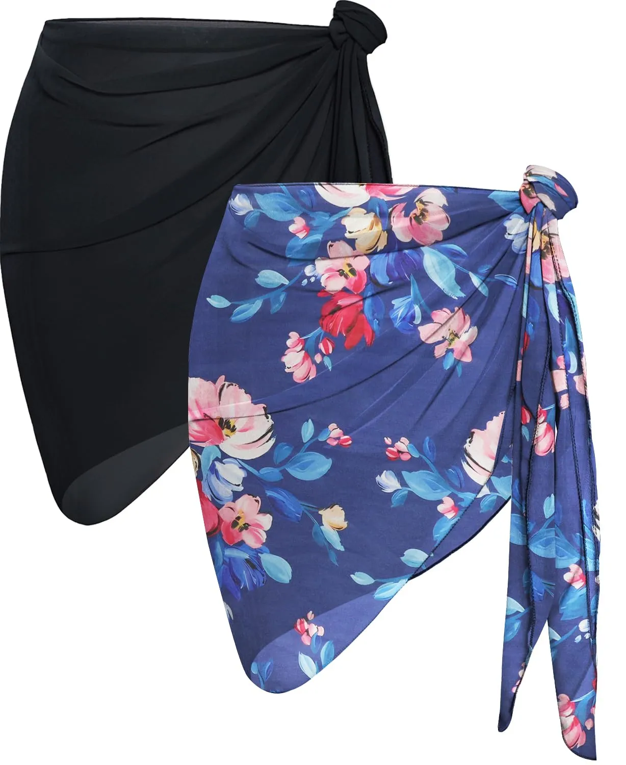 CHICGAL 2 Pieces Women Beach Sarong Bathing Suit Wrap Skirt Sheer Bikini Swimsuit Cover Ups for Swimwear