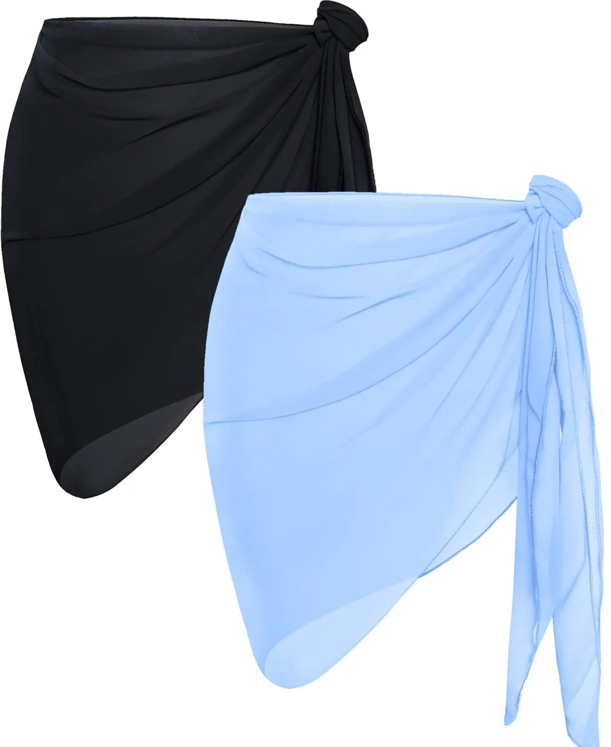 CHICGAL 2 Pieces Women Beach Sarong Bathing Suit Wrap Skirt Sheer Bikini Swimsuit Cover Ups for Swimwear