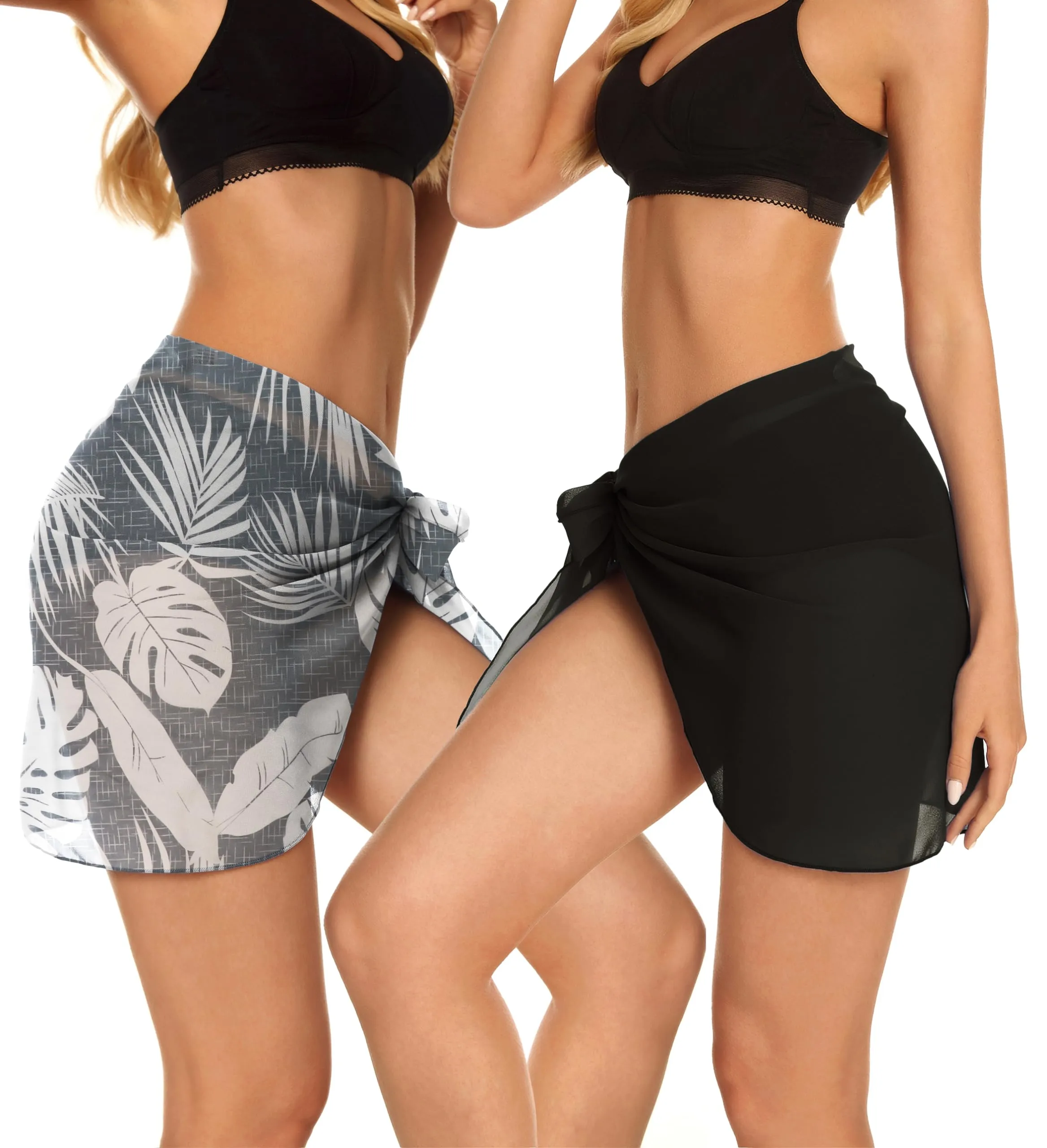 CHICGAL 2 Pieces Women Beach Sarong Bathing Suit Wrap Skirt Sheer Bikini Swimsuit Cover Ups for Swimwear
