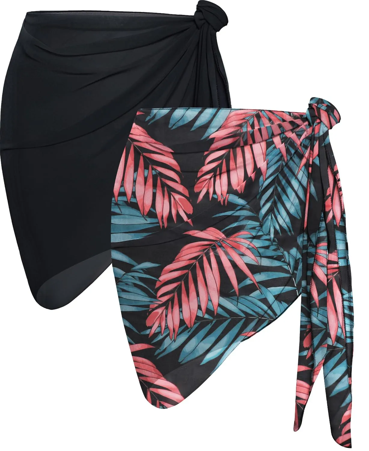 CHICGAL 2 Pieces Women Beach Sarong Bathing Suit Wrap Skirt Sheer Bikini Swimsuit Cover Ups for Swimwear