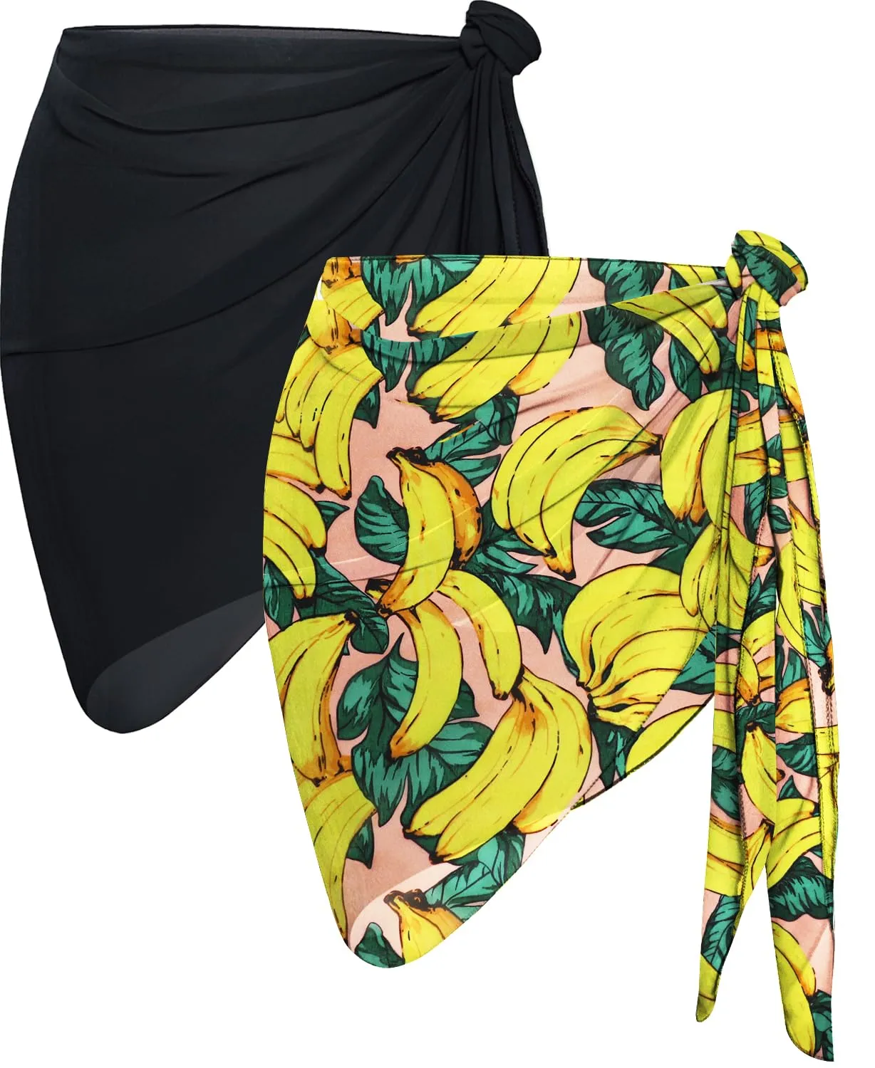CHICGAL 2 Pieces Women Beach Sarong Bathing Suit Wrap Skirt Sheer Bikini Swimsuit Cover Ups for Swimwear